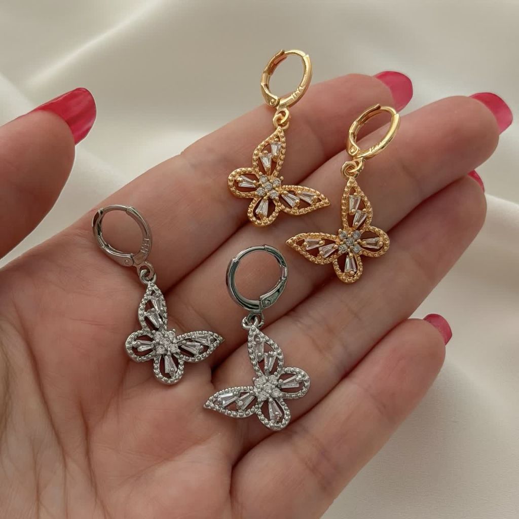 گوشواره پروانه Fashion Jewelry کد 3286 - خرید آنلاین از گالری آداس